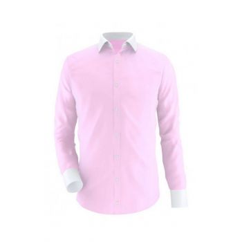 Pink With White Contrast Semi Formal Shirt Code Ox